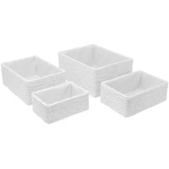 Sorbus Stackable Woven Baskets 4-piece Set -Storage And Cleaning 6202693 White