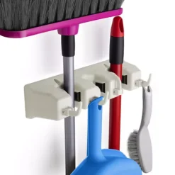 Zulay Home Mop And Broom Organizer Wall Mount -Storage And Cleaning 6242448 White