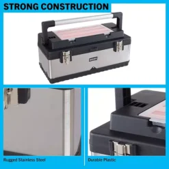 Stalwart 18-Compartment & Removable Tray Portable Tool Box -Storage And Cleaning 6461216 ALT2