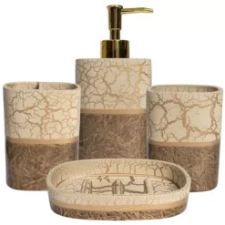 Sweet Home Parker Poly Resin Bath Accessory Collection 4-Piece Bathroom Set