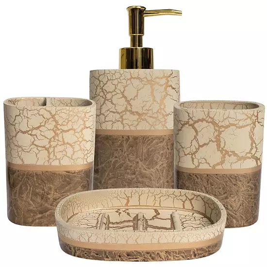 Sweet Home Parker Poly Resin Bath Accessory Collection 4-Piece Bathroom Set 3 Sweet Home Parker Poly Resin Bath Accessory Collection 4-Piece Bathroom Set
