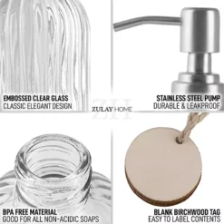 Zulay Kitchen 16oz Glass Hand Soap Dispenser -Storage And Cleaning 6511572 ALT4