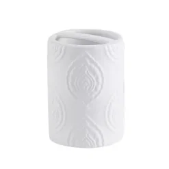 VCNY Home Carter Ceramic Embossed Damask Bathroom Tumbler