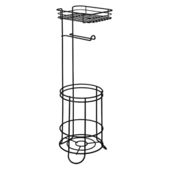 IDesign Toilet Paper Holder With Media Shelf -Storage And Cleaning 6783128 Black