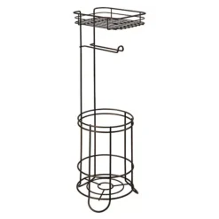 IDesign Toilet Paper Holder With Media Shelf -Storage And Cleaning 6783128 Bronze