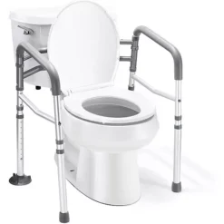 Toilet Safety Rail - Adjustable Detachable Toilet Safety Frame With Handles Stand Alone