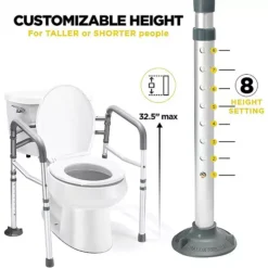 Toilet Safety Rail - Adjustable Detachable Toilet Safety Frame With Handles Stand Alone -Storage And Cleaning 6870513 ALT2