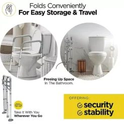 Toilet Safety Rail - Adjustable Detachable Toilet Safety Frame With Handles Stand Alone -Storage And Cleaning 6870513 ALT4
