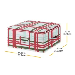 Whitmor Christmas Plaid Rectangle Storage Box -Storage And Cleaning 7046298 ALT3