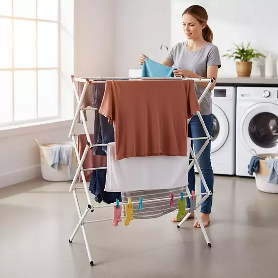 Lavish Home Collapsible Clothes Drying Rack, White 4 Lavish Home Collapsible Clothes Drying Rack, White - Image 2