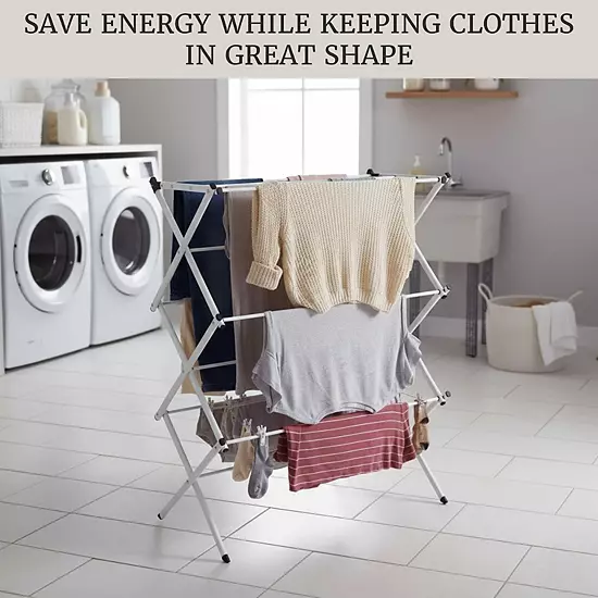 Lavish Home Collapsible Clothes Drying Rack, White 5 Lavish Home Collapsible Clothes Drying Rack, White - Image 3