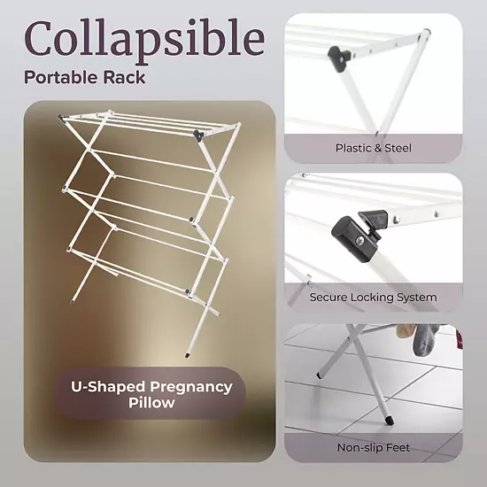 Lavish Home Collapsible Clothes Drying Rack, White 8 Lavish Home Collapsible Clothes Drying Rack, White - Image 6