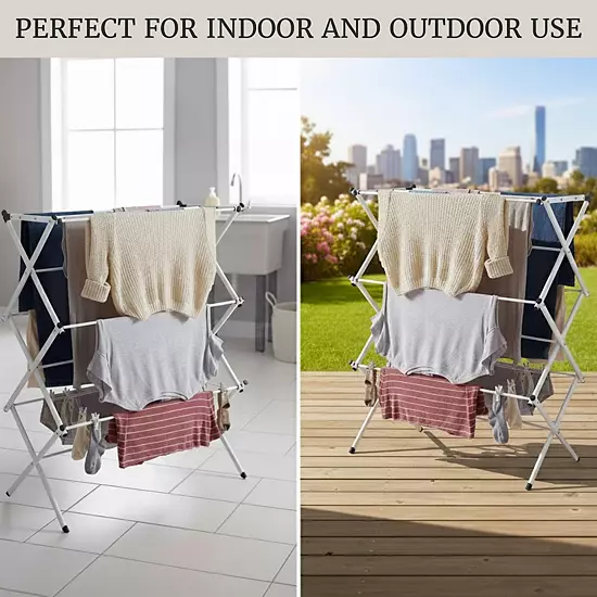 Lavish Home Collapsible Clothes Drying Rack, White 9 Lavish Home Collapsible Clothes Drying Rack, White - Image 7