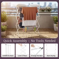 Lavish Home Collapsible Clothes Drying Rack, White 19 Lavish Home Collapsible Clothes Drying Rack, White -Storage And Cleaning 7266039 ALT7