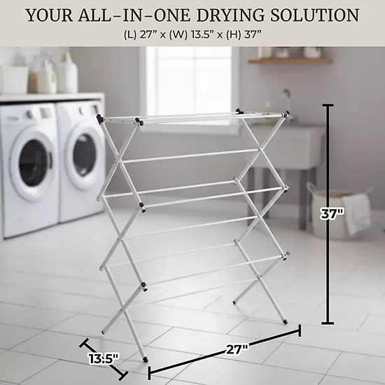 Lavish Home Collapsible Clothes Drying Rack, White 11 Lavish Home Collapsible Clothes Drying Rack, White - Image 9