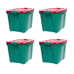 Homz 4-Pack Durabilt 10-Gallon Latching Tough Containers | Holiday