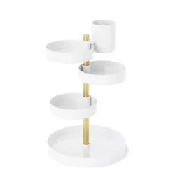 Umbra Pirouette Tiered Cosmetic Organizer -Storage And Cleaning 7295168 White Brass