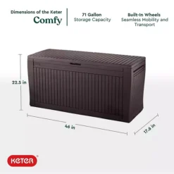 Keter 70 Gallon Comfy Deck Box -Storage And Cleaning 7310313 ALT9