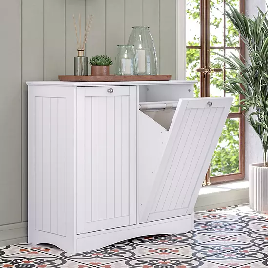 RiverRidge Home Ashland Double Tilt-Out Laundry Room Hamper Storage Cabinet 4 RiverRidge Home Ashland Double Tilt-Out Laundry Room Hamper Storage Cabinet - Image 2