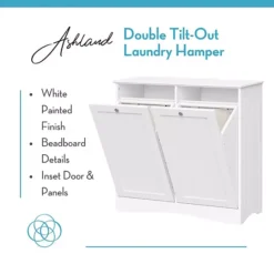 RiverRidge Home Ashland Double Tilt-Out Laundry Room Hamper Storage Cabinet 10 RiverRidge Home Ashland Double Tilt-Out Laundry Room Hamper Storage Cabinet -Storage And Cleaning 7326083 ALT3