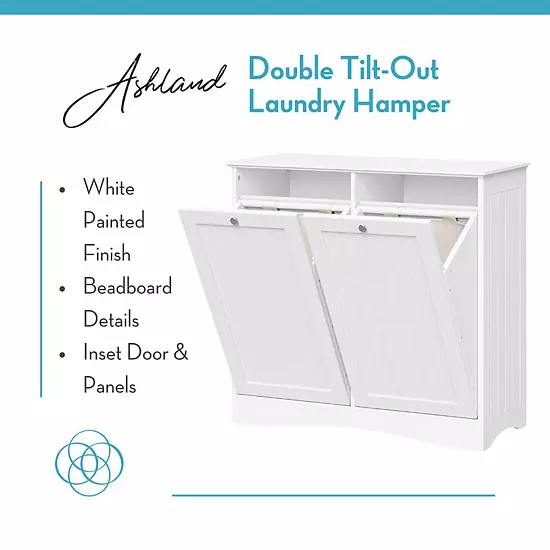 RiverRidge Home Ashland Double Tilt-Out Laundry Room Hamper Storage Cabinet 5 RiverRidge Home Ashland Double Tilt-Out Laundry Room Hamper Storage Cabinet - Image 3