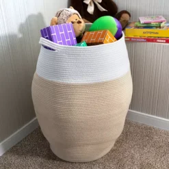 Home-Complete Cotton Rope Laundry Basket -Storage And Cleaning 7331445 ALT3