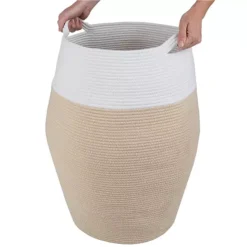 Home-Complete Cotton Rope Laundry Basket -Storage And Cleaning 7331445 Natural