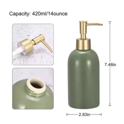 Soap Dispenser Ceramic Dish Hand Soap Dispenser With Stainless Steel Pump For Kitchen Bathroom -Storage And Cleaning 7335795 ALT4