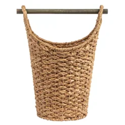 Storied Home Bankuan Braided Oval Toilet Paper Basket With Wood Bar -Storage And Cleaning 7394605 ALT4