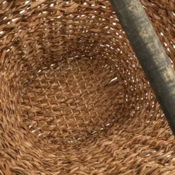 Storied Home Bankuan Braided Oval Toilet Paper Basket With Wood Bar -Storage And Cleaning 7394605 ALT7