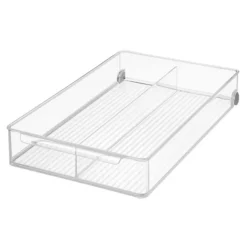 IDesign The Linus Collection Plastic Divided Rolling Organizer Bin With Handle