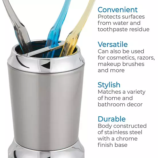 IDesign Stainless Steel Toothbrush Holder 6 IDesign Stainless Steel Toothbrush Holder - Image 4