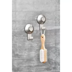 IDesign 2-Piece Satin Push-Lock Suction Shower Hooks Set -Storage And Cleaning 7477338 ALT4