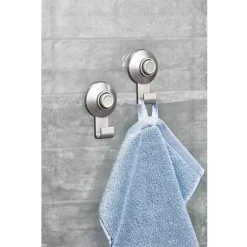 IDesign 2-Piece Satin Push-Lock Suction Shower Hooks Set -Storage And Cleaning 7477338 ALT6