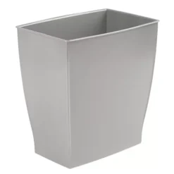 IDesign Mono Spa Rectangular Trash Can For Bath, Bedroom, Office – 11" X 7" X 12", 2.5 Gallon, Gray