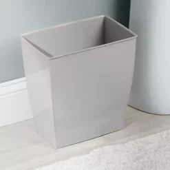 IDesign Mono Spa Rectangular Trash Can For Bath, Bedroom, Office – 11" X 7" X 12", 2.5 Gallon, Gray -Storage And Cleaning 7526263 ALT2