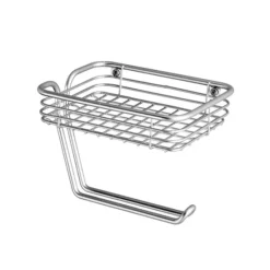 IDesign Classico Toilet Paper Holder With Shelf For Bathroom - Wall Mount, Chrome