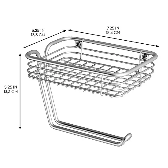 IDesign Classico Toilet Paper Holder With Shelf For Bathroom - Wall Mount, Chrome 4 IDesign Classico Toilet Paper Holder With Shelf For Bathroom - Wall Mount, Chrome - Image 2