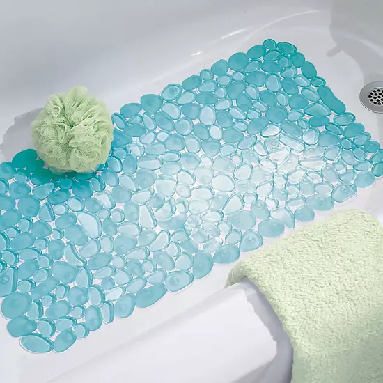 IDesign Pebblz Non-Slip Suction Bath Mat For Shower, Bathtub - Blue 6 IDesign Pebblz Non-Slip Suction Bath Mat For Shower, Bathtub - Blue - Image 4