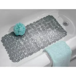 IDesign Pebblz Non-Slip Suction Bath Mat For Shower, Bathtub - Graphite -Storage And Cleaning 7526946 ALT4