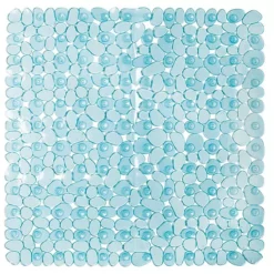 IDesign Pebblz Non-Slip Suction Bath Mat For Shower, Bathtub - Square, Blue