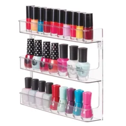 IDesign Wall Mount Nail Polish Organizer & Cosmetics Organizer, Set Of 2, The Clarity Collection – 8.78" X 2.02" X 11.07", Clear Bin -Storage And Cleaning 7527312 ALT2