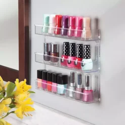 IDesign Wall Mount Nail Polish Organizer & Cosmetics Organizer, Set Of 2, The Clarity Collection – 8.78" X 2.02" X 11.07", Clear Bin -Storage And Cleaning 7527312 ALT3