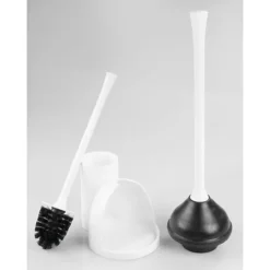 IDesign Compact Toilet Brush And Plunger Set For Bathroom Cleaning And Storage - White -Storage And Cleaning 7527316 ALT5