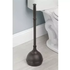 IDesign Kent Bathware, Toilet Plunger And Holder For Bathroom Storage - Bronze -Storage And Cleaning 7527319 ALT2