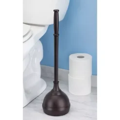 IDesign Kent Bathware, Toilet Plunger And Holder For Bathroom Storage - Bronze -Storage And Cleaning 7527319 ALT3