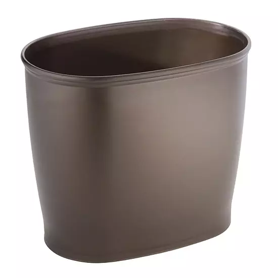 IDesign Small Oval Plastic Bathroom Trash Can - Bronze 3 IDesign Small Oval Plastic Bathroom Trash Can - Bronze