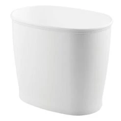 IDesign Kent Bathware, Oval Wastebasket Trash Can For Bathroom, Kitchen, Office - White