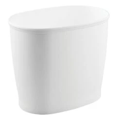 IDesign Kent Bathware, Oval Wastebasket Trash Can For Bathroom, Kitchen, Office - White -Storage And Cleaning 7527327 ALT2