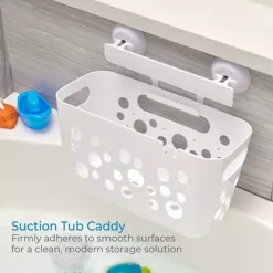 IDesign Bubbles Basket The Perfect Tub Organizer For Joyful Splashes, White -Storage And Cleaning 7527408 ALT3
